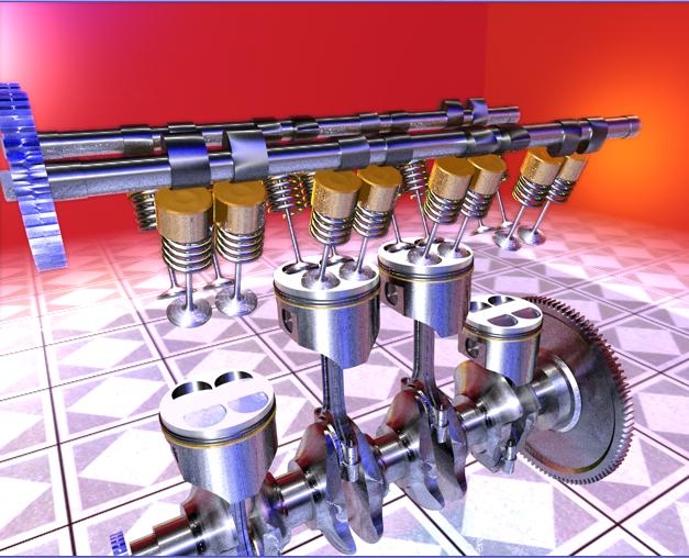 inline 4 engines 3d model