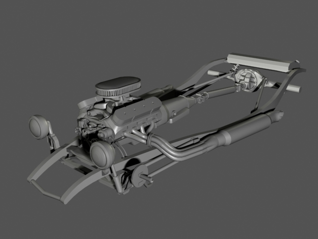 3d chassis drive train engine