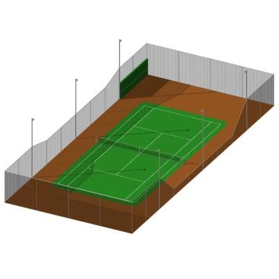3d regulation size tennis court