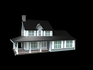 3d model colonial house
