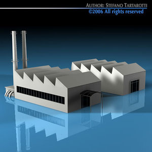 3d model of stilized city factory buildings