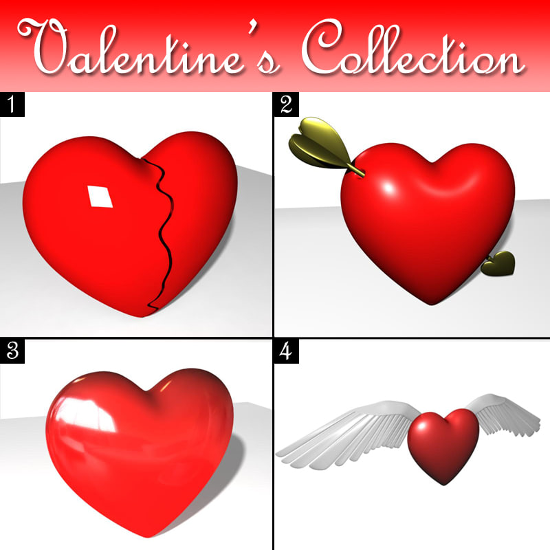 3d Model Valentine Hearts