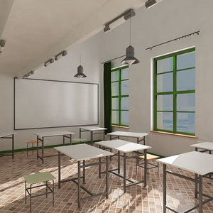 classroom interior 01 3d model