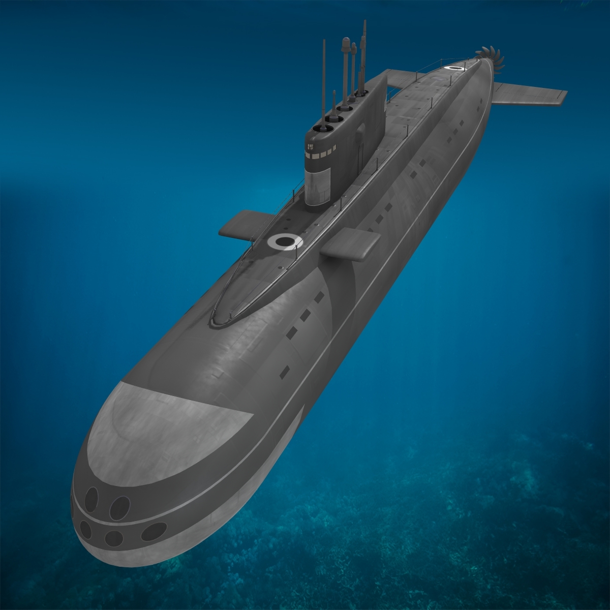 russian kilo class submarine 3d model