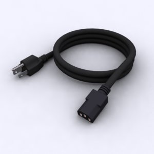 3d electrical power cord coiled