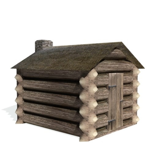 historical log hut buildings 3d model