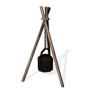 3d historical cooking tripod model