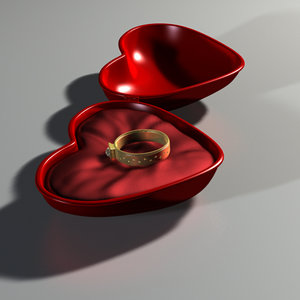 3d heart gift box ring model