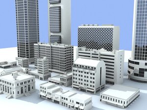 3d model 16 buildings structure skyscrapers