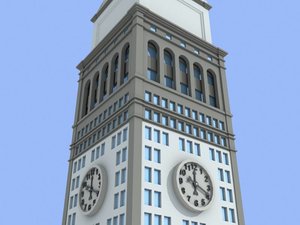 clock tower bldg buildings 3d model