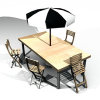 garden furniture set table chairs 3d model