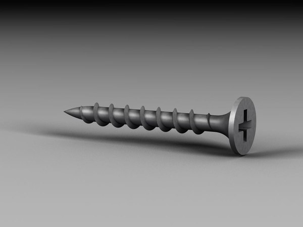 шуруп 3д модель. шуруп 3д модель. саморез с плоской головой. саморез 3d модель. модель шурупа.