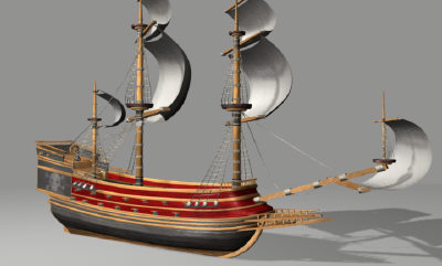 3D Maya pirate ship model