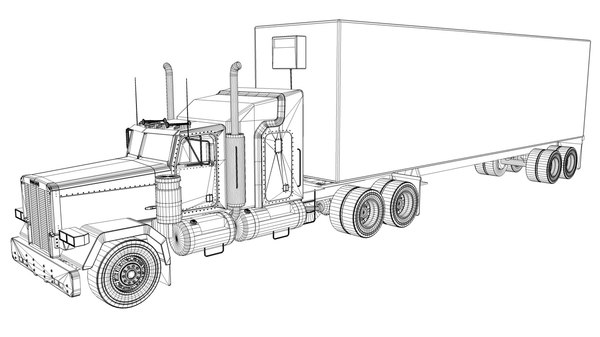 3d semi truck trailer model