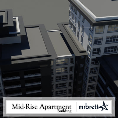Picture of mid-rise luxury apartment building 3d dxf