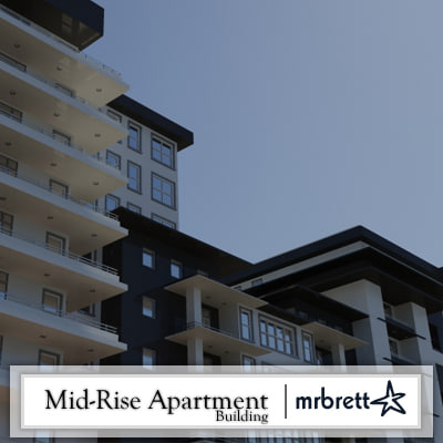 View of mid-rise luxury apartment building 3d dxf