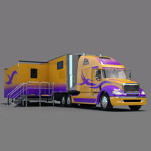 freightliner columbia trailer truck 3d model