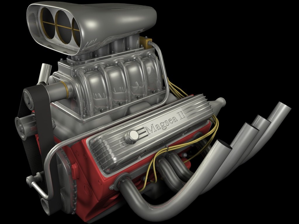 3d supercharged engine model