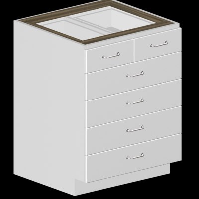 728 Set 6 Drawer Kitchen Cabinet Base In Plain White
