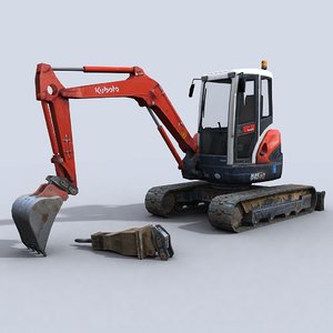 mini excavator 3d model