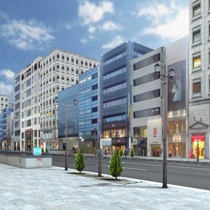 3d ginza street furniture building