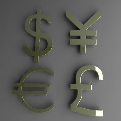 3d Currency Symbols Dollar Model