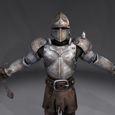 3d knight rusted armor model