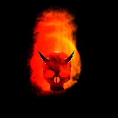 demonic evil flaming skull blend