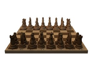 chess board pieces 3d 3ds