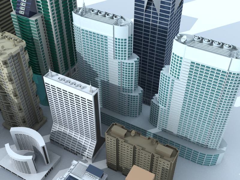 3d small medium rise buildings