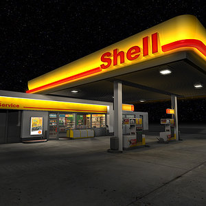shell gas station store 3d model