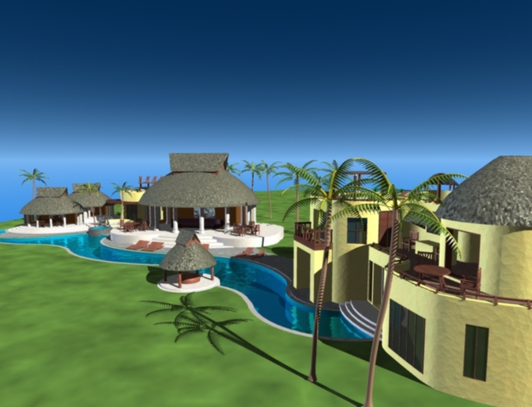 tropical resort 3d model