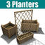3ds 3 wooden planters wood