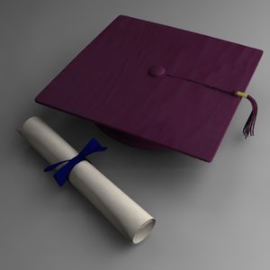 graduation cap diploma 3d model