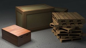 3d model shipping box crate pallets