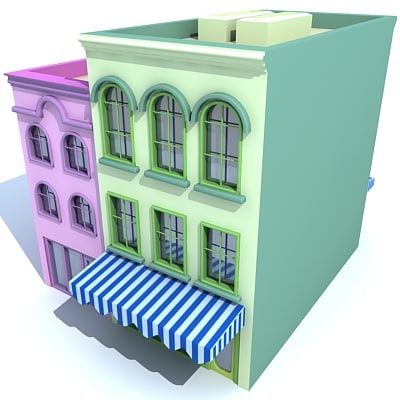 cartoon building 3d model