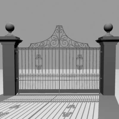 wrought iron gate 3d obj