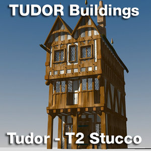 3d t2-tudor style medieval building model