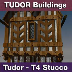3d model t4 tudor style medieval building