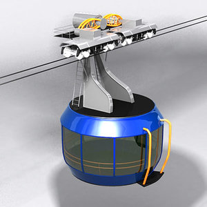 3d cableway wagon cable model