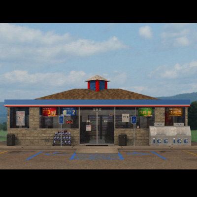 3d model of convenience store modeled