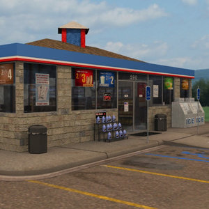 3d model of convenience store modeled