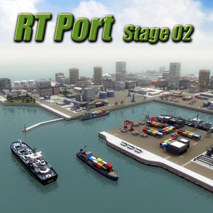 3d model port harbour buildings ships