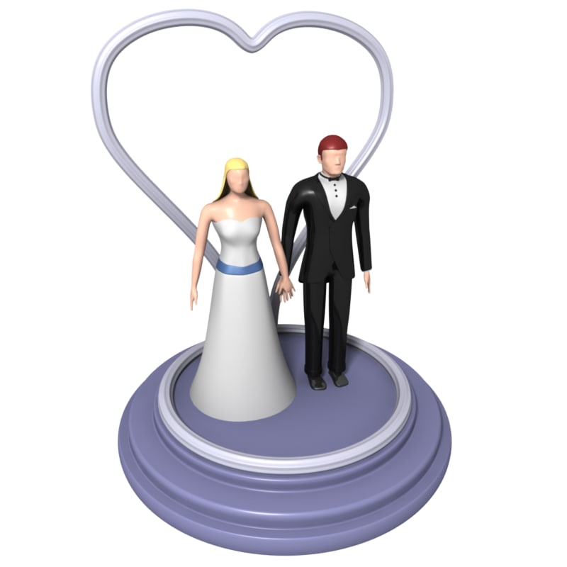 bride groom figures wedding  cake  3d  model 