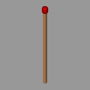 free matchstick red brown 3d model