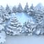 3d model winter scene lake conifer trees