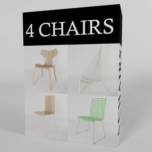 4 chairs 3d model