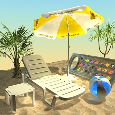 c4d beach parasol table