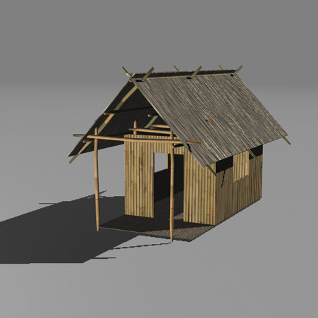 3d 3d Studio Bamboo Hut Island