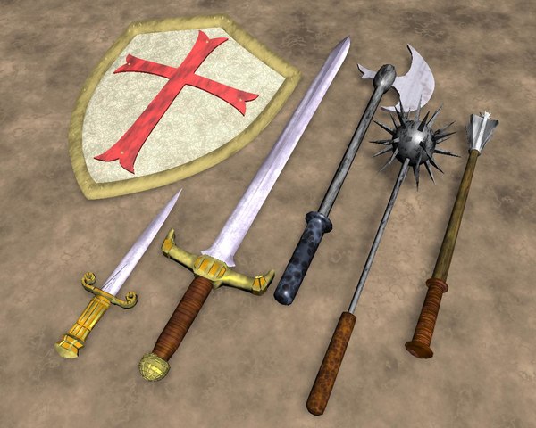 6-pc Crusader Weapons 3d Model